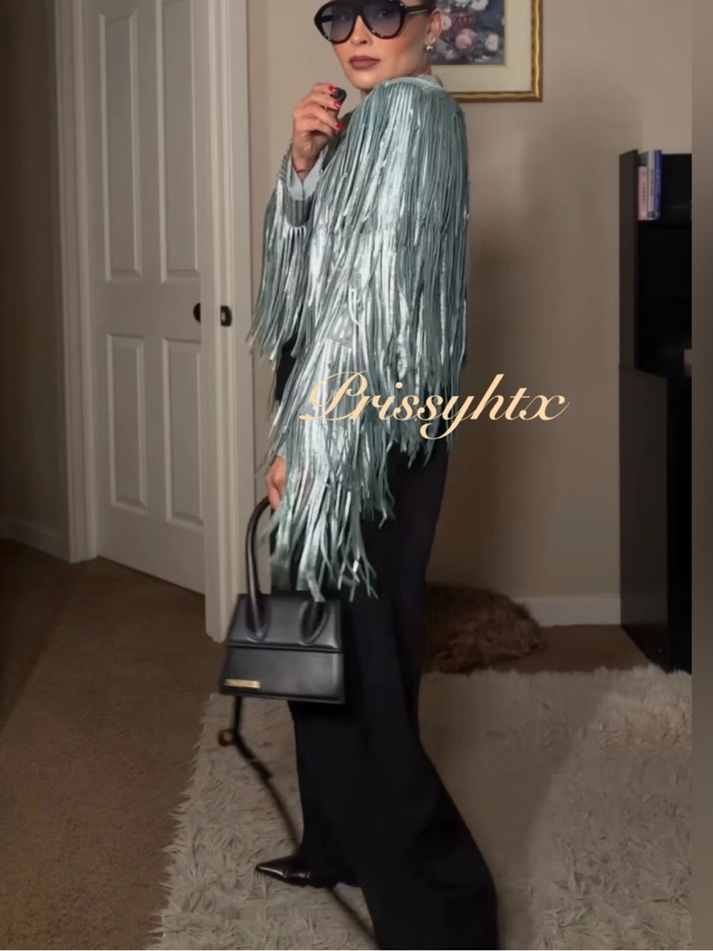 Zara ZW Collection Fringed Sequin Jacket in Silver-Stone - Picture 9 of 14